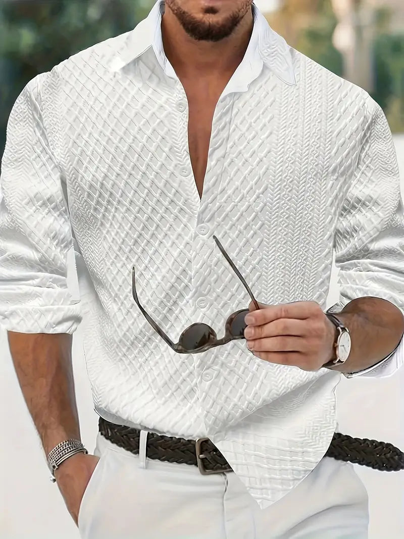 Classic Men’s White Shirt – European Style, Regular Fit, Long Sleeve