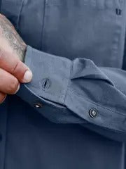 Men’s Long Sleeve Shirt – Mandarin Collar, 100% Cotton, Regular Fit