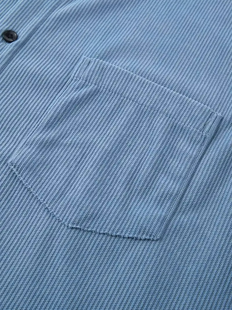 Men’s Corduroy Casual Jacket – Long Sleeve, Lapel Collar, Regular Fit