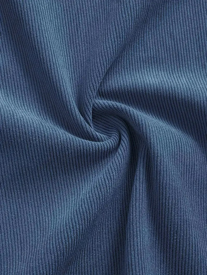 Men’s Corduroy Shirt – Casual Long Sleeve, Solid Colour, Regular Fit