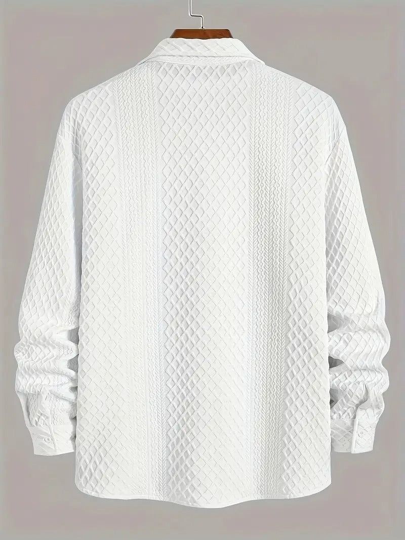 Men’s Classic White Shirt – European Style, Long Sleeve, Regular Fit