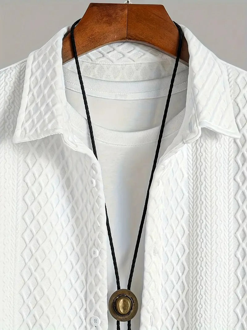 Men’s Classic White Shirt – European Style, Long Sleeve, Regular Fit