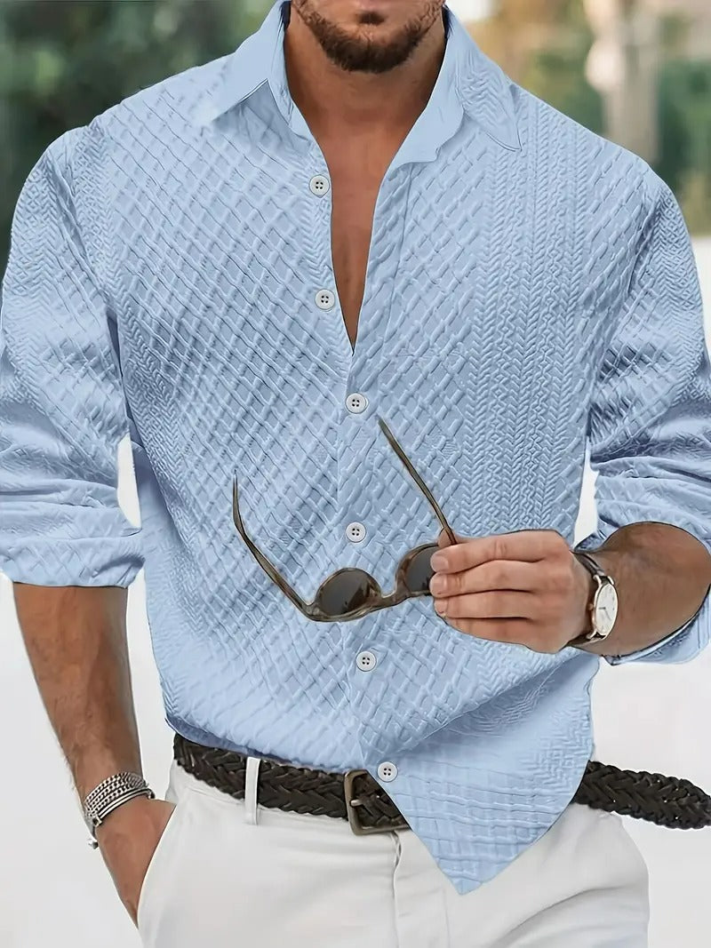 Men’s Classic White Shirt – European Style, Long Sleeve, Regular Fit