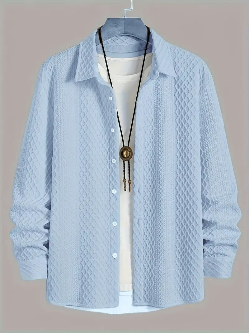 Men’s Classic White Shirt – European Style, Long Sleeve, Regular Fit