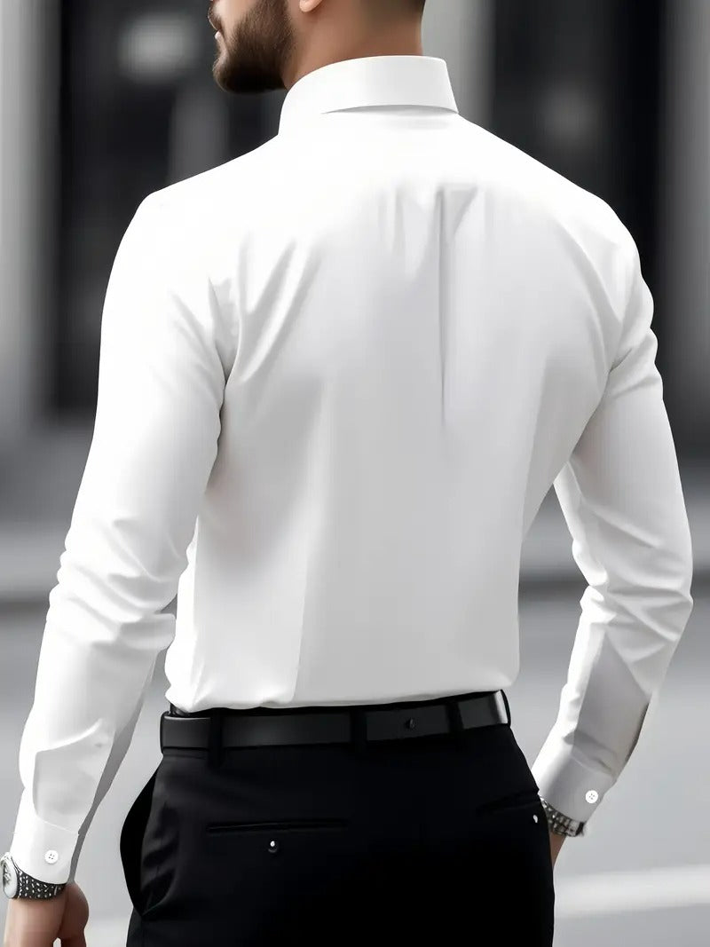 Men’s Classic Solid Shirt – Long Sleeve, Regular Fit, All-Season Wear