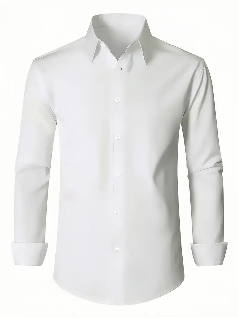 Men’s Classic Solid Shirt – Long Sleeve, Regular Fit, All-Season Wear