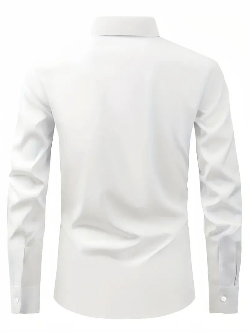 Men’s Classic Solid Shirt – Long Sleeve, Regular Fit, All-Season Wear