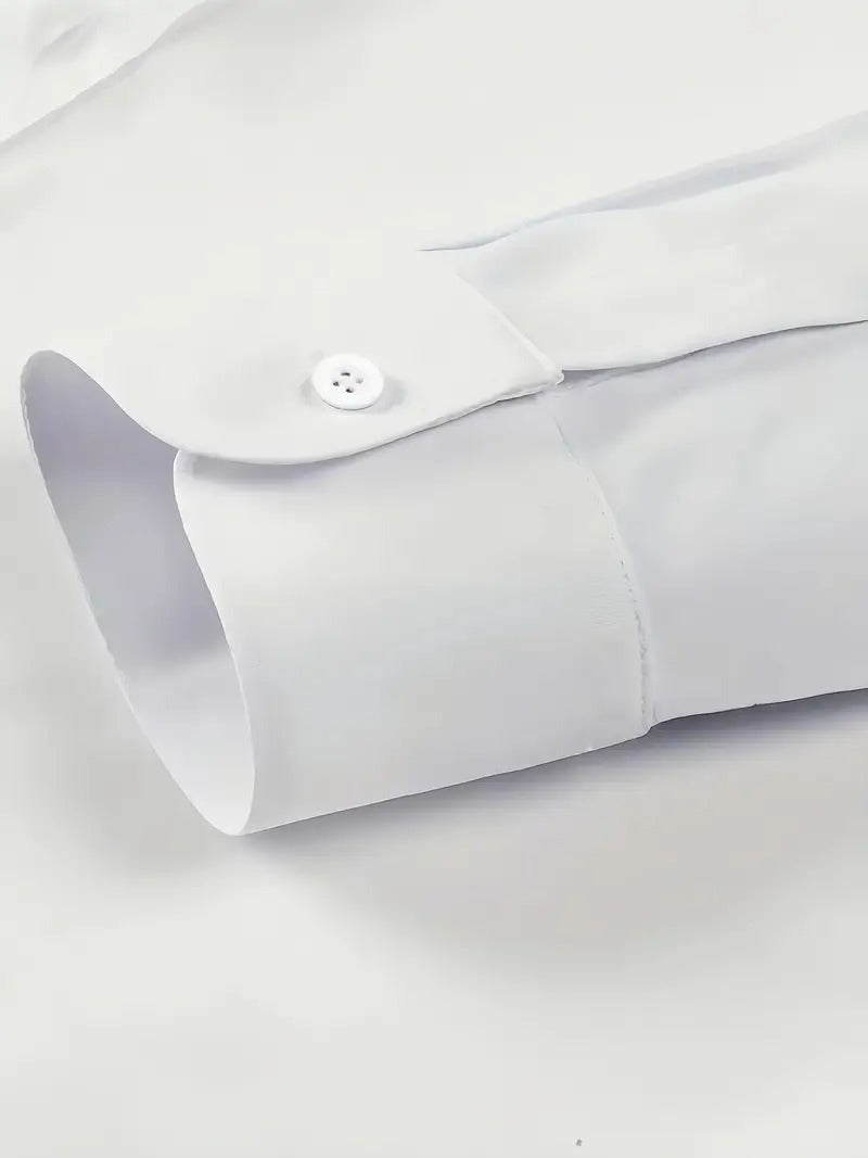 Men’s Classic Solid Shirt – Long Sleeve, Regular Fit, All-Season Wear