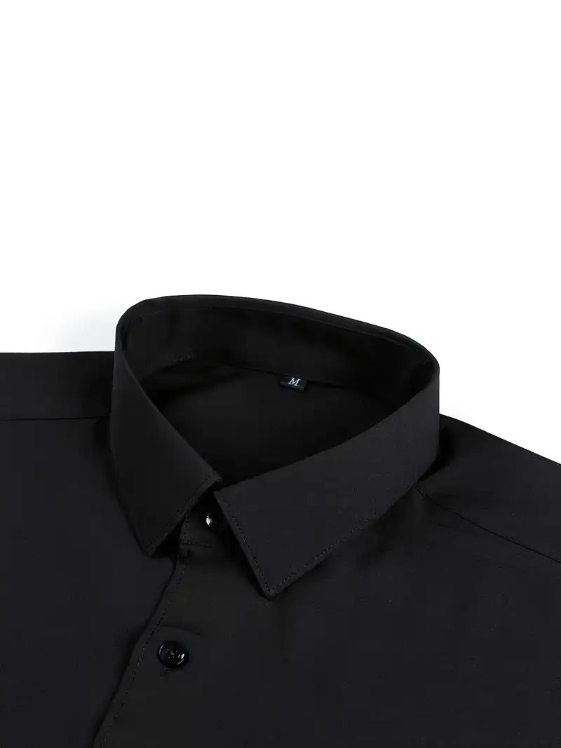 Men’s Classic Solid Shirt – Long Sleeve, Regular Fit, All-Season Wear