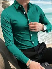 Men’s Royal Blue Dress Shirt – Long Sleeve, Elegant, Machine Washable