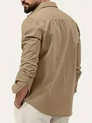 Men’s Plus Size Cargo Shirt – Long Sleeve, Multi-Pocket, Casual Wear