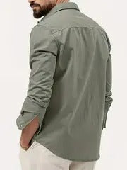 Men’s Plus Size Cargo Shirt – Long Sleeve, Multi-Pocket, Casual Wear